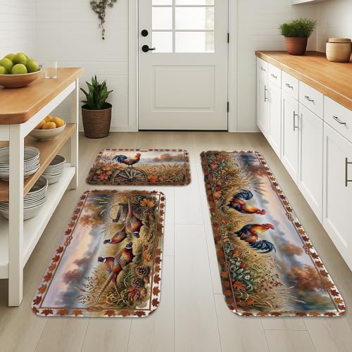 Tapis de cuisine lavable rustique lot de 3 tapis confortables de buanderie et bain