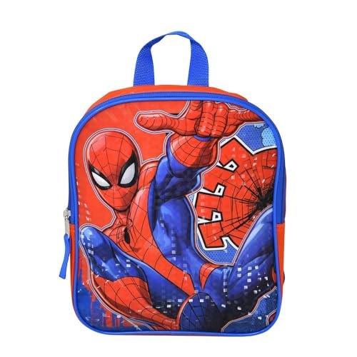 Fast Forward Mochila pequena Homem-Aranha de 25 cm para meninos, mochila infantil leve para escola, viagem e pré-escola, bolsa de super-herói azul vermelha