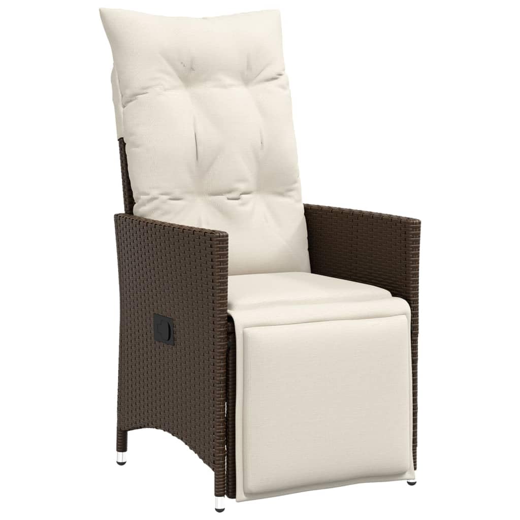 Set da giardino da 7 pezzi, con cuscini, in polyrattan, marrone