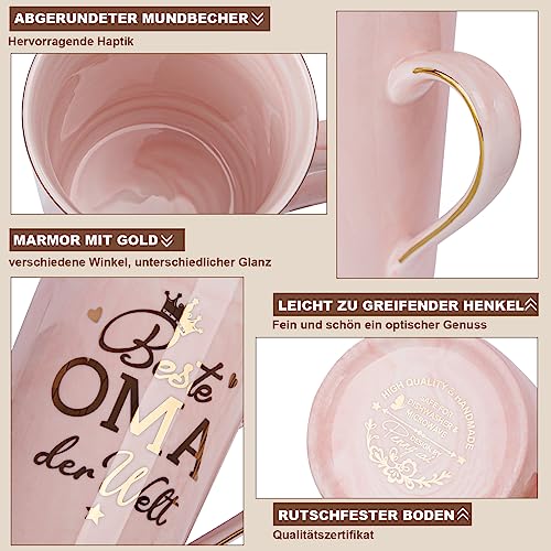 Oma Geschenk für Geburtstag, Beste Oma der Welt, 400ml Rosa Tasse Geschenke – Ansicht 3