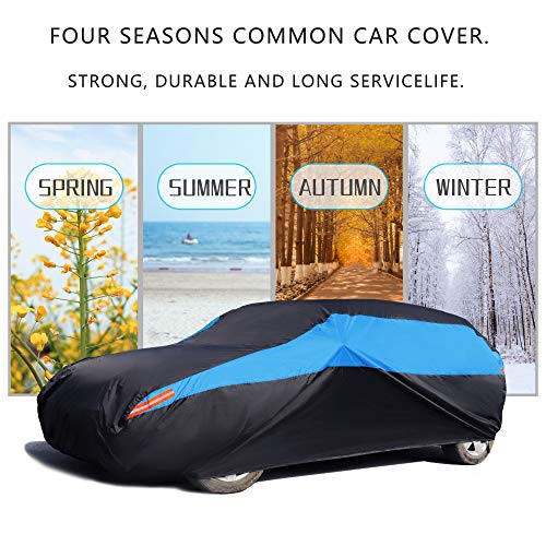 Image of MORNYRAY Waterproof Car Cover All Weather Snowproof UV Protection Windproof Outdoor Full car Cover, Universal Fit for Sedan (Blue, Fit Hatchback Length(Up to 173 inch)