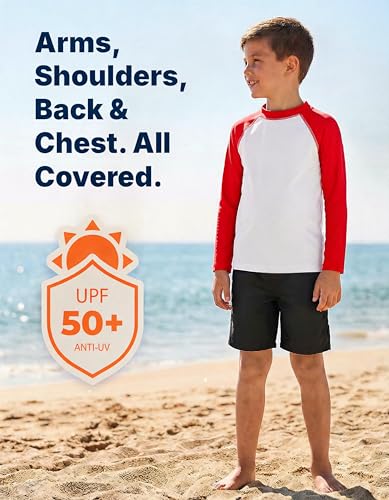 Image of City Threads Rash Guard for Boys SPF 50+ Made in USA, Long Sleeve Swim Shirt with Sun Protection, Toddler, and Youth Sizes