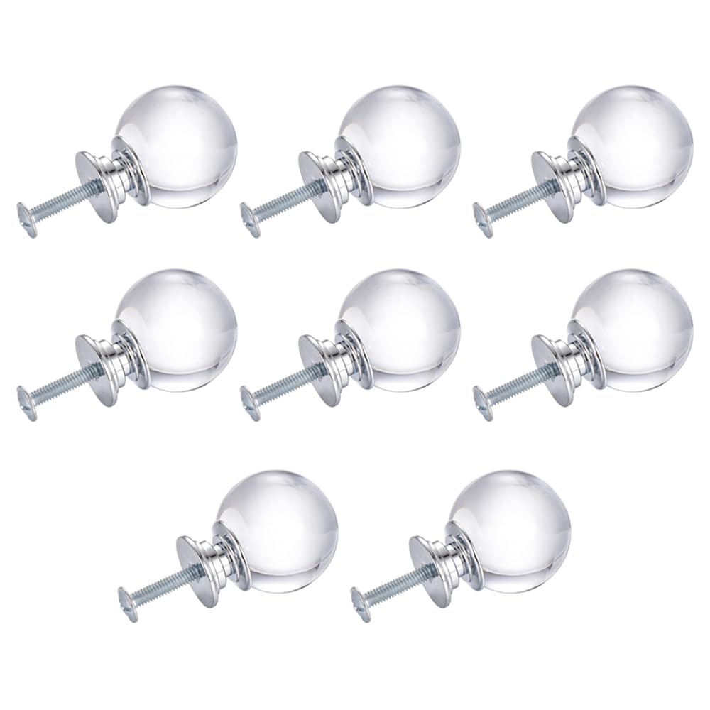 tooloflife 8 pomos de puerta de cristal, manijas de bola de cristal transparente de 29 mm con tornillo para muebles del hogar, aparador (transparente)