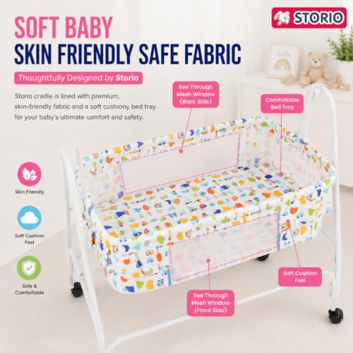 Image of Storio Cool Cradle for New Born Baby | Baby Jhula, Palna & Swing Cradle for 0 to 3 Years | Thottil /Uyyala for Newborn | Swing Jhula for 0-2 Years Kids - Blue