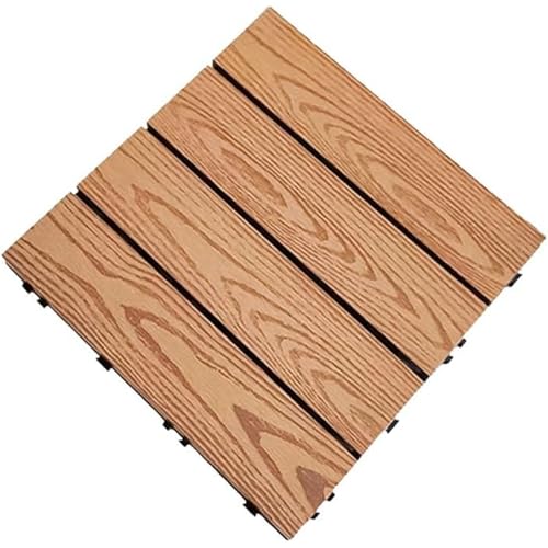 Azulejos entrelazados para terrazas, 30 x 30 cm, azulejos compuestos para exteriores con diseño de bloqueo de clic fácil, antideslizantes para piscina, patio, jardín