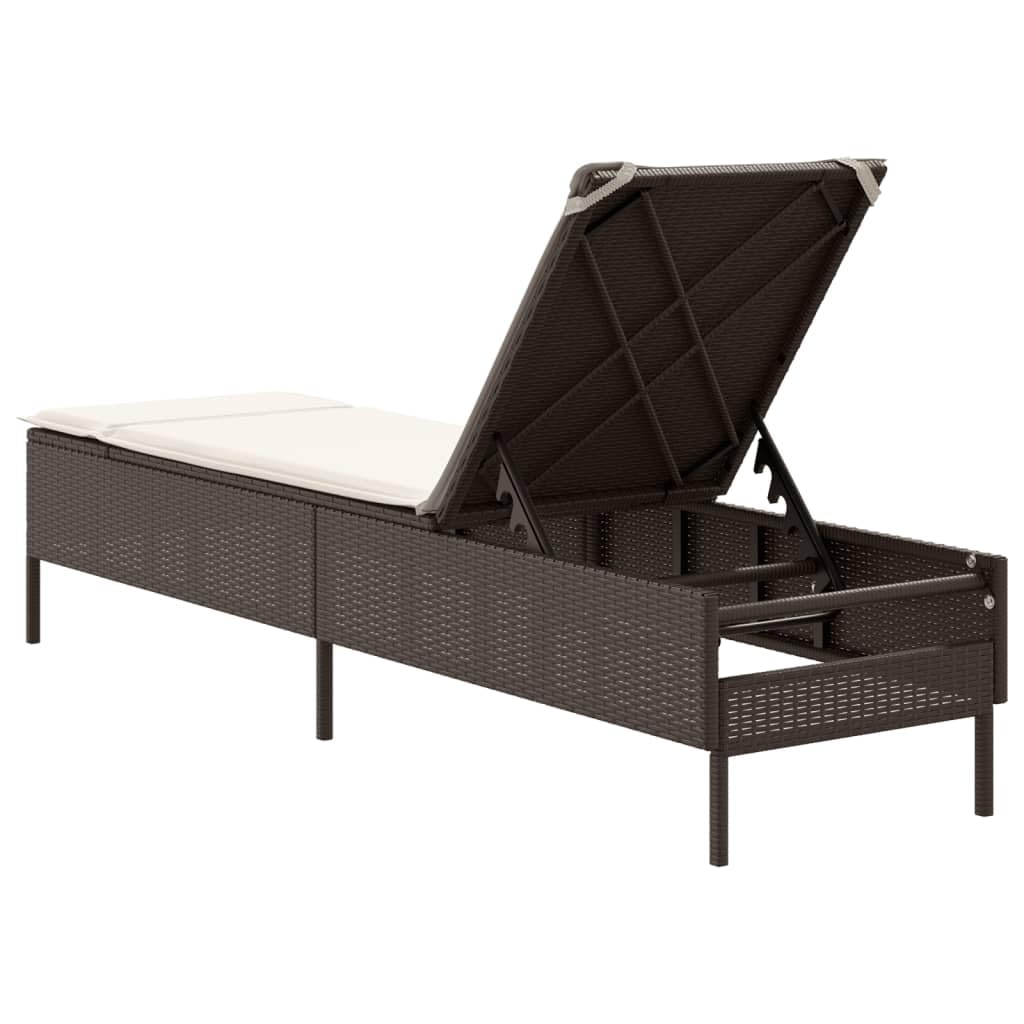 Sonnenliege mit Auflage Braun Poly Rattan Gartenliege