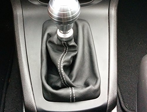 RedlineGoods Shift Boot - Type 1 for ST Cars only Compatible with Ford Fiesta 2011-19. Tailor Made - not Universal. Genuine top-Grade Italian Black Perforated Leather with Silver Thread