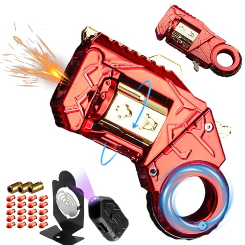 Metal Fidget Toy, 2026 New Gun Fidget Toy for Adults, Cool Fidget Spinners Metal, with Reusable Shells*3/Bullets*20, Best Steel Mini Toy Gift for Men (Obsidian Red)