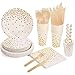 Stoviglie USA e Getta ,Stoviglie per Feste ,70 Pezzi Stoviglie Carta Set ,Decorazioni Stoviglie ,per Anniversario Matrimonio Doccia Nuziale Fidanzamento Festa Piatti di Carta Natalizi Bianco