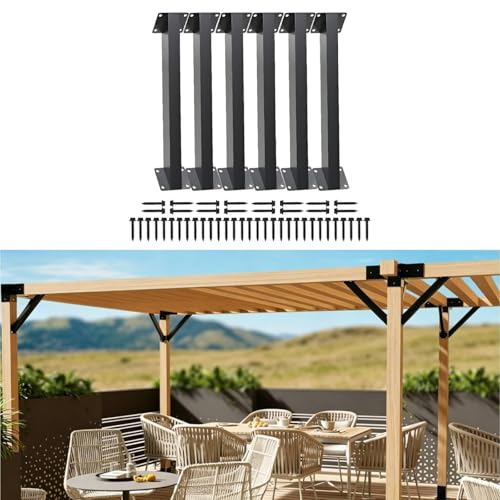 Soportes de Ángulo de 45 Grados Fenteer para Pergolas, Soportes de Unión Interna Fáciles de Instalar para Escaleras, Miradores y Cabañas, 6 piezas miniatura 5