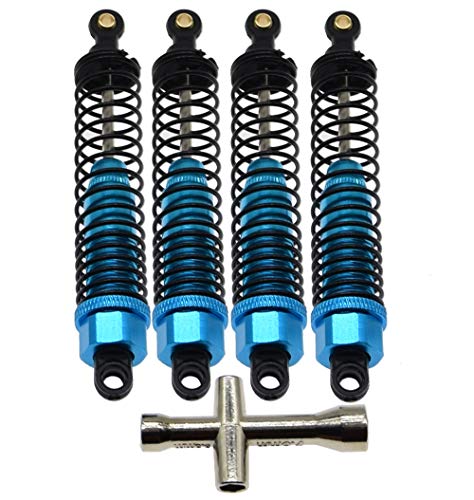 108mm Shocks Absorber 188004 108004 for 1/10 Redcat Volcano Epx/epx PRO Volcano S30 Monster Truck HSP HPI Traxxas Axial Tamiya Brontosaurus Replace and Cross Wrench Wheel Spanner 5Pcs(Blue)