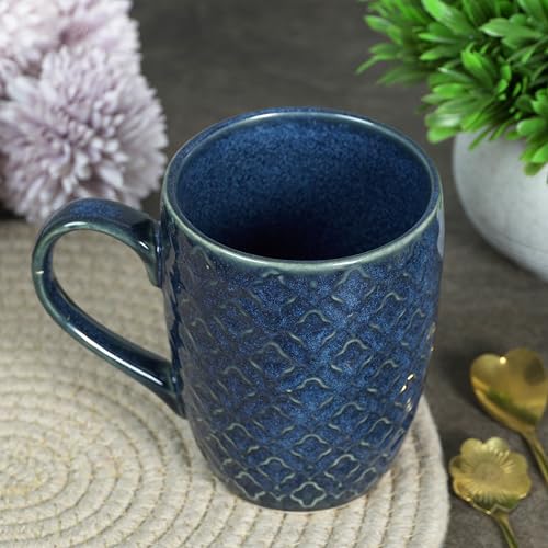 Image of CRAF10 Glaze Studio Ceramic Tea /Coffee Mug - Single Piece, 330 ML, Elegant & Durable, Reactive Glaze, Home & Office use, Indigo Color