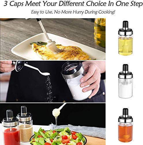 ADDCART Borosilicate Glass Pickle, Ghee, Honey Jar Set of 3 Oil Dispenser Honey Dispenser Bottle Kitchen Seasoning Bottle Food Storage Jar Spice Jars Pickle Jar Borosilicate Glass Jar (250 ML) 2
