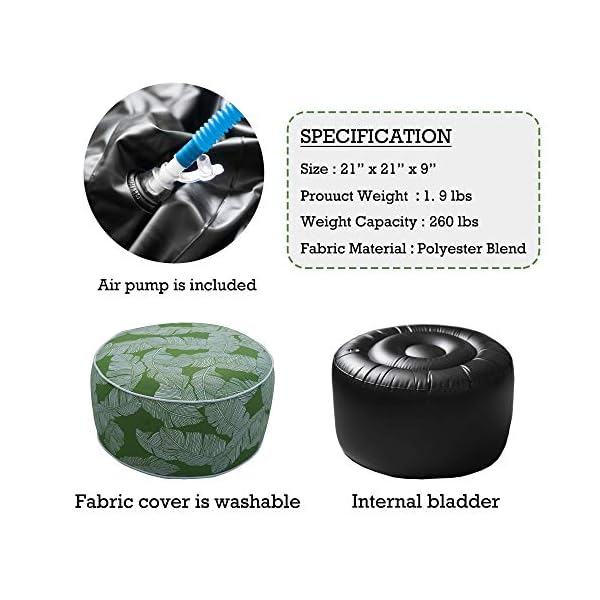 Kozyard Inflatable Stool Ottoman Used for Indoor or Outdoor, Kids or Adults, Camping or Home - Image 3