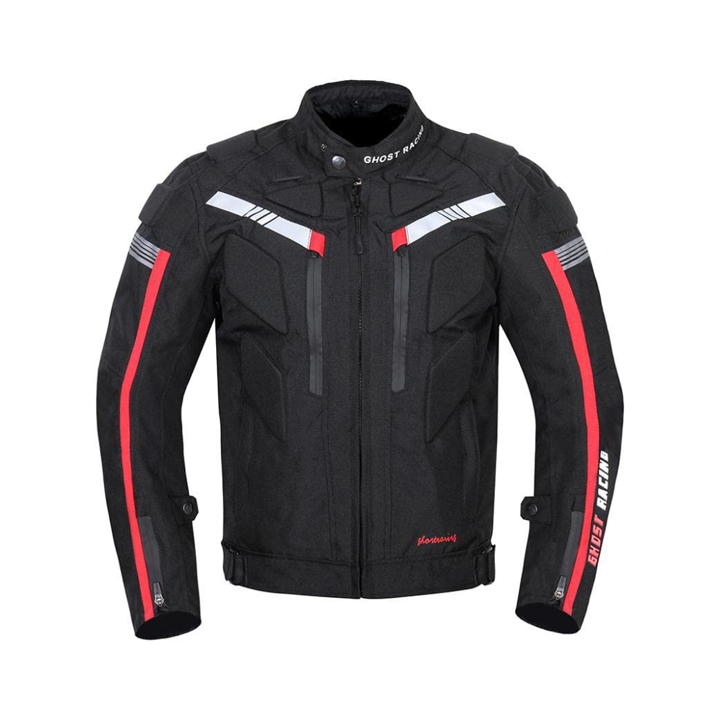 Chaqueta de con Protecciones, Chaqueta de Carreras, Chaqueta Oxford Cortavientos con Ventilación con Cremallera, Espalda de Malla Transpirable, P