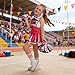 yolsun Cheerleader Costume for Girls Cheerleading Kids Dress up Halloween Cute Uniform High School Cheer leader Outfit（Rosy, 8-9 Years