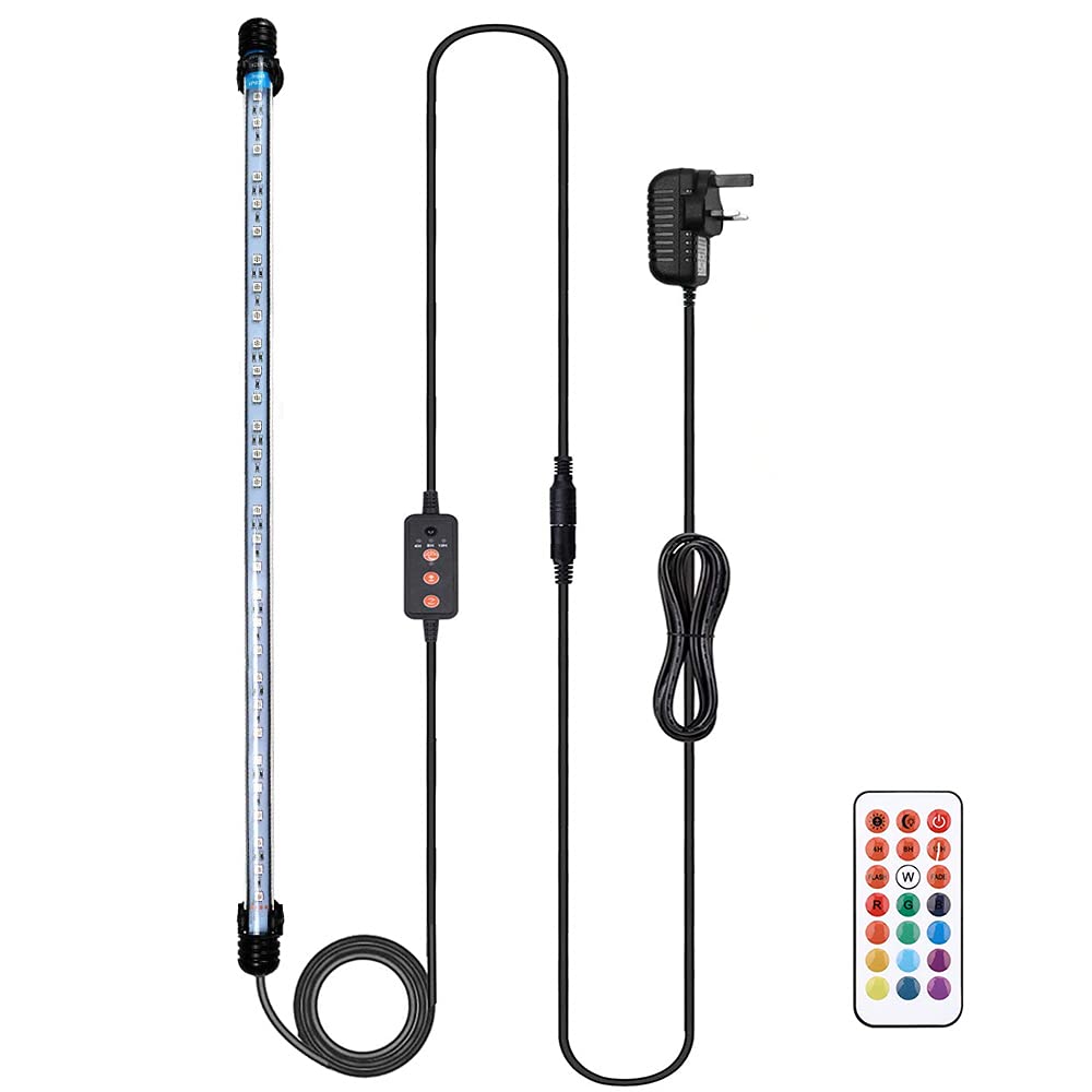 VarMHUS - Lampada a LED per acquario, luce bianca e blu, cambia colore, con piccolo timer per acquario, per alba e tramonto (57 cm, RGB)
