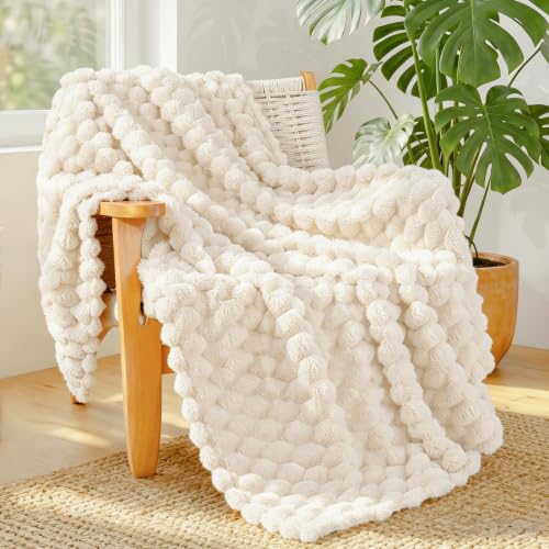 Whale Flotilla Fleece Throw Blanket for Couch or Bed Luxury Super Soft Lightweight Summer Blanket 3D Jacquard Cozy Fluffy Plush Decorative Sofa Chair Blanket for Mom Dad 50x60 Inch Ivory