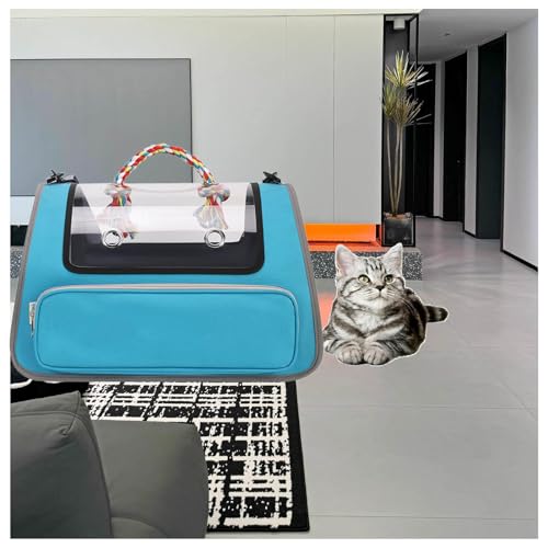 猫 キャリーバッグ 軽くて持ち運びやすい ペット キャリー付き 耐荷重7kg 猫 キャリー 大型猫・小型犬用,Blue