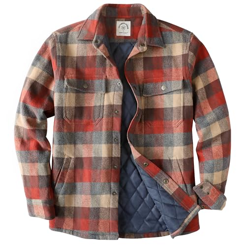 Dubinik® Flannel Jacket Men's Lightweight Checked Press Studs Men...
