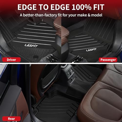 Image of LASFIT Floor Mats for BMW X1 2016-2022 /X2 2018-2023 | Fit for M35i, sDrive28i, xDrive28i, All Weather TPE Custom Fit Floor Liners, 1st & 2nd Row Car Mats Accessories, Black
