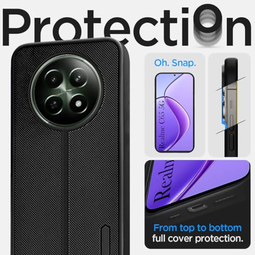 Image of Jkobi Back Cover Case for Realme C65 5G (Textured Grip Design | Micro-Fiber Cloth Inside | Slim and Light Weight | Soft Touch and Feel | Black)