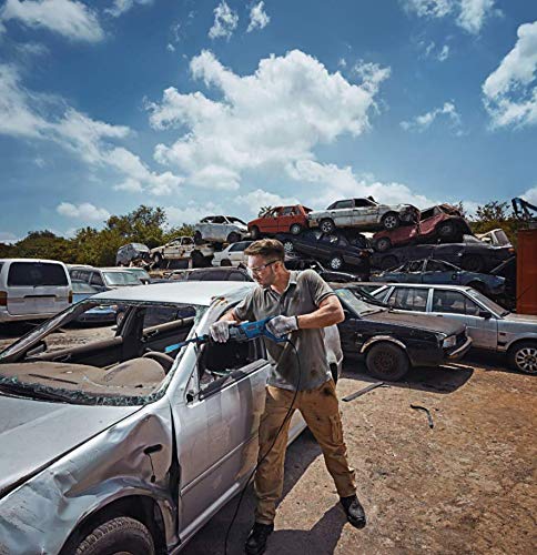 User cutting car body with Bosch GSA 120 Sabre Saw