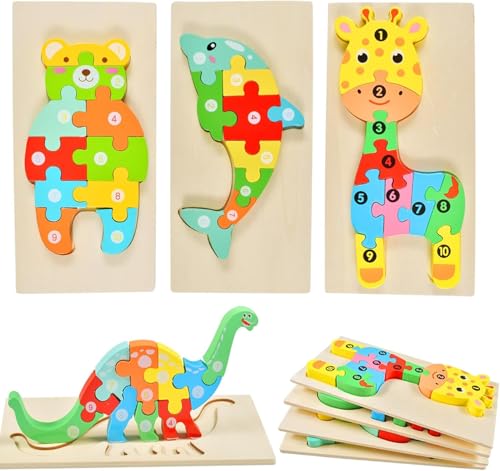 Holzpuzzle für Kleinkinder von 1-3 Jahren, Montessori-Spielzeug für...