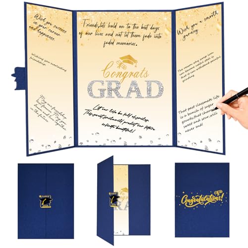 Image of Crenics Blue and Gold Graduation Decorations Class of 2026, Creative Graduation Guest Sign in Book Alternative, Congrats Grad Signature Book 18 inch x 12 inch, Awesome Graduation Gift or Keepsake