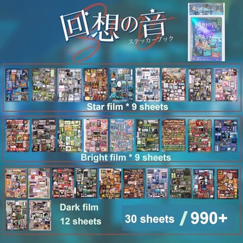 Image of 30-Page Japanese Sticker Book with 990+ Retro Comic-Style Stickers, DIY Scrapbooking and Kawaii Manga Journal Stickers for Planners, Crafts, Bullet Journals and Creative Decoration Album (#D)