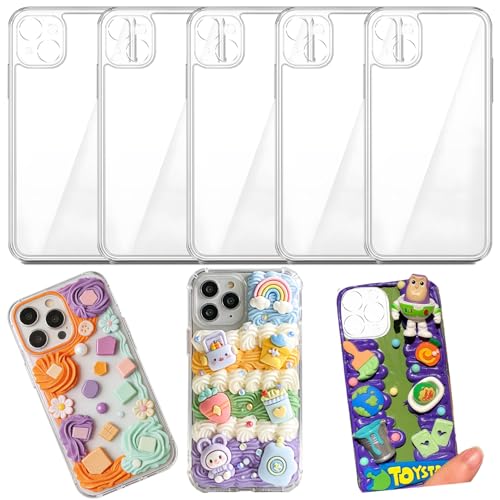 stino 5 Pack Phone Junk Case for iPhone 13 14 15 16 17 Pro Max Plus, DIY Decorative Clear Crystal...