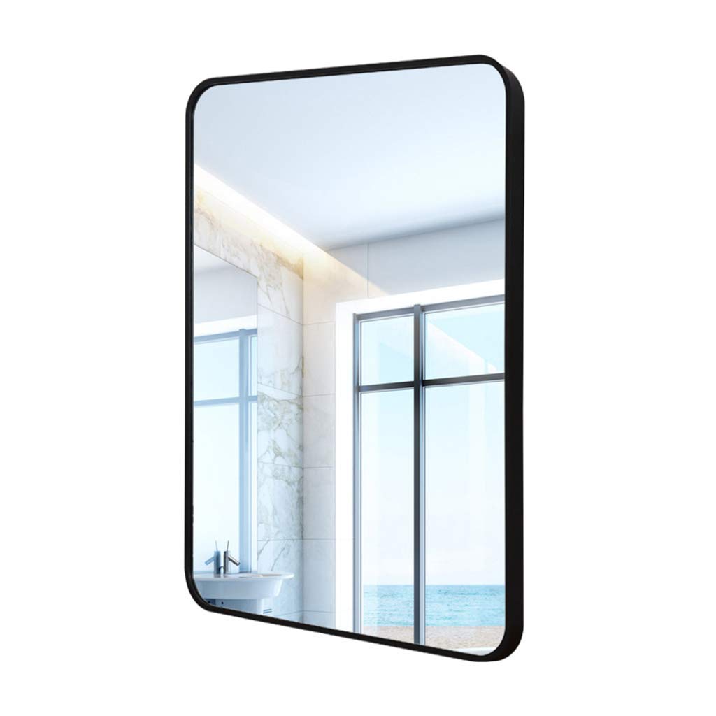 Miroir de rasage pour vanité salle de bain cadre brossé noir rectangle