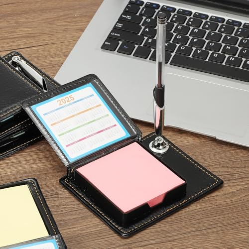Mini boîtier de bureau en cuir rose avec porte-stylo, une idée cadeau utile