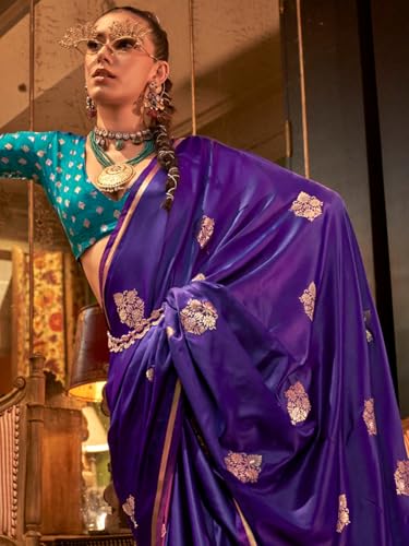 Image of AKHILAM Women's Satin Silk Bagh Printed Saree With Unstitched Blouse(KNTKLX391001 RJ Parent)