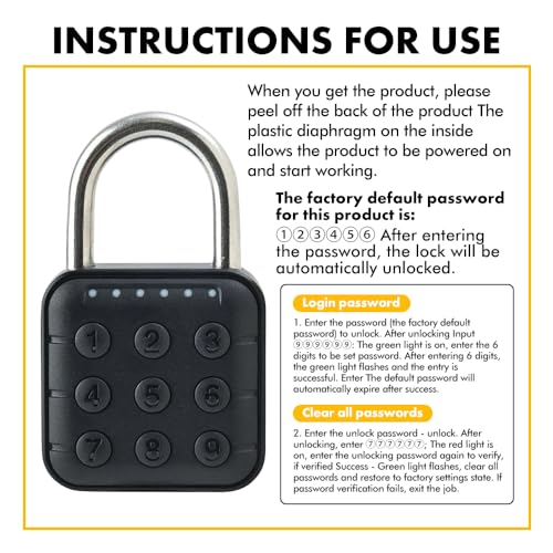 Uadme Combination Padlock Locker Padlocks, IP67 Waterproof, Multi-User Code Function, 6 Digit Password High Security - Image 4