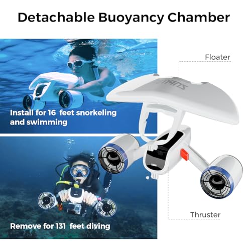 Image of Sublue Mix Underwater Scooter with Action Camera Mount 30 Minutes 22lbf 131ft Waterproof Dual Motors Water Sports Pool Diving Snorkeling for Adults Gray Battery Version