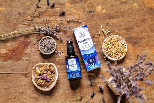 Melatonin Spray Hochdosiert - 400 Tage Vorrat (50ml) - mit Baldrian, Passionsblume, Melisse, Lavendel, Vitamin B6 & B1 - ohne Alkohol - Vegan - Himbeer-Geschmack - Alpha Foods