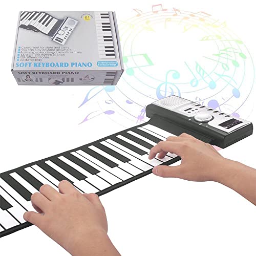 YUKM Roll Up Piano Portable Hand Roll Piano, Clavier de Piano Pliable pour Enfants et débutants (61 Touches, Argent) - Les Beatles, Paul McCartney, John Lennon, RIngo Starr, George Harrison YUKM Roll Up Piano Portable Hand Roll Piano, Clavier de Piano Pliable pour Enfants et débutants (61 Touches, Argent) – Image 4