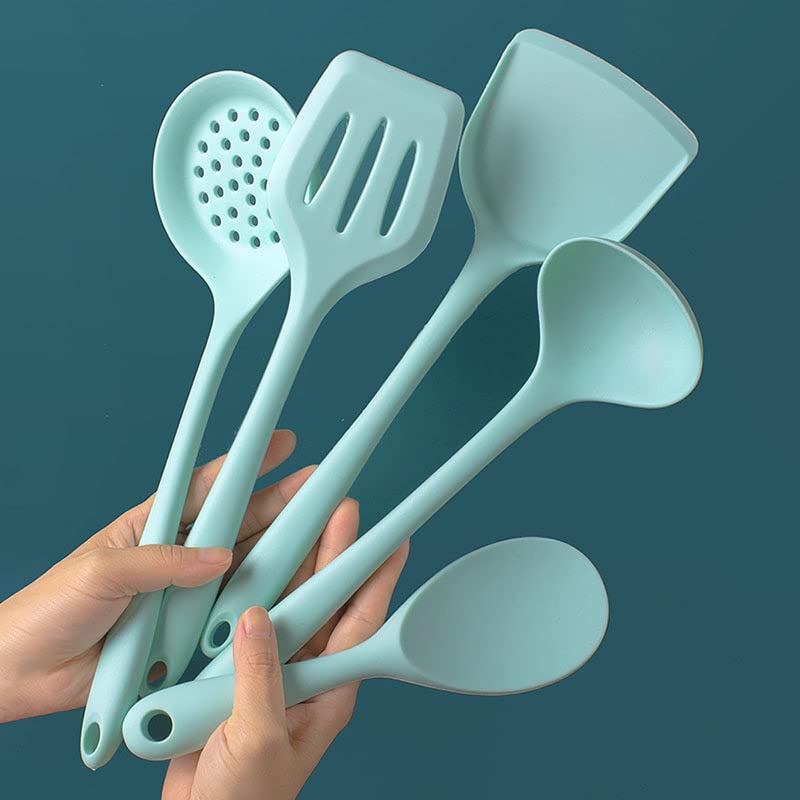 Juego de utensilios de cocina antiadherentes de 5 piezas con cuchara, espátula y cucharón para cocinar y hornear