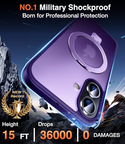 Coque iPhone 16 violette Chicfun 3-en-1 avec support bague magnétique compatible MagSafe