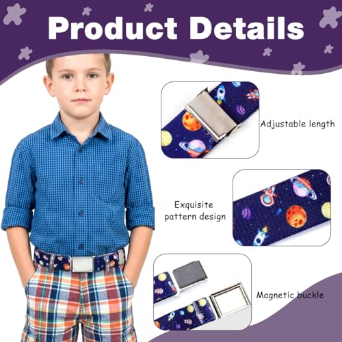 Image of GUSTAVE 2pcs Belt for Kids, Stretchy Kids Belt for Boys Girls, Fashion Adjustable Waist Belts, Elastic Silver Buckle Child Toddler Belts