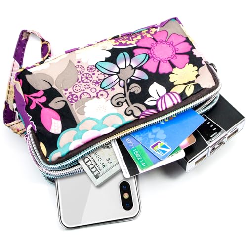 Image of BIAOTIE Large Capacity Wristlet Wallet - Women Printed Nylon Waterproof Handbag Clutch Purse