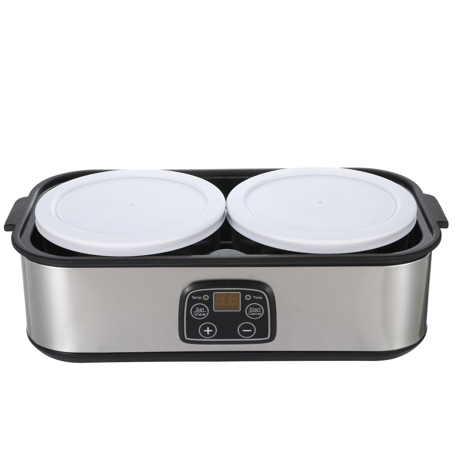 Yaourtière automatique, 2 l, température et minuterie réglables, yaourtière avec 2 verres, yaourtière pour yaourt grec, fromage, natto, vin de riz (argent, 2 l)