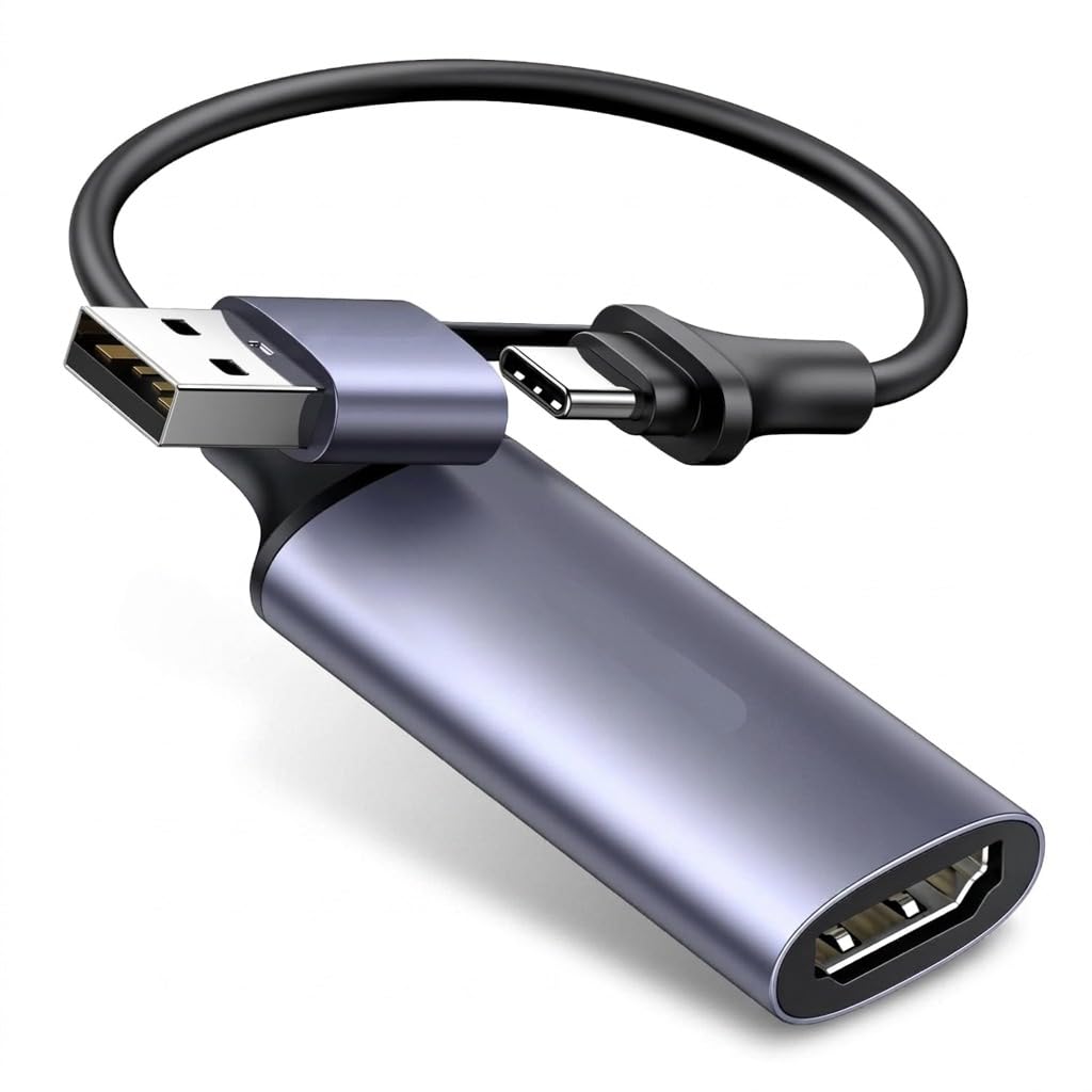 ULTRAZONE Full HD 1080P Video Capture Card 4K HDMI to USB-A/C HDMI Capture Card USB 2.0Capture Video Audio Recording