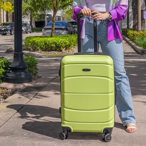 Image of DUKAP SENSE 24-Inch Medium Hardside Spinner Luggage Durable Zippered Green