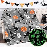 Picture of Halloween Decorations Gifts for Kids Boys Girls Glow in The Dark Blanket Toys Costumes for Women Teens 2 3 4 5 6 7 8 9 10 11 12 13 14 15 16 Years Old Ghost Boo Pumpkin Cat Bat Throw Halloween Decor