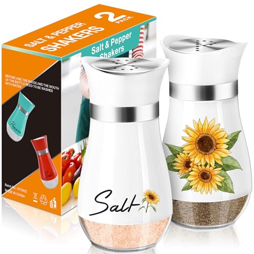 Sunflower Salt and Pepper Shakers Set - 4oz Farmhouse Cute Kitchen Decor and Accessories...