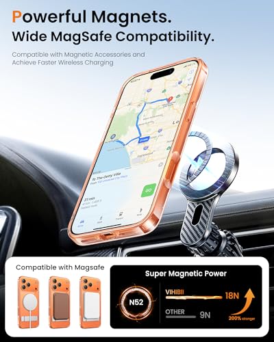 Image of Vihibii for iPhone 17 Pro Cover Magnetic Back with Build-in Stand, [Compatible with Magsafe], Rugged Shockproof Protective Back & Transparent Slim Case for iPhone 17 Pro 2025 6.3 inch, Clear