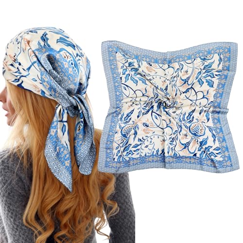 Women Head Hair Scarf, Hair Bandanas Scarf for Women, Neck Silk Satin Head Scarves for Sleeping Handbags Scarfs 27.5