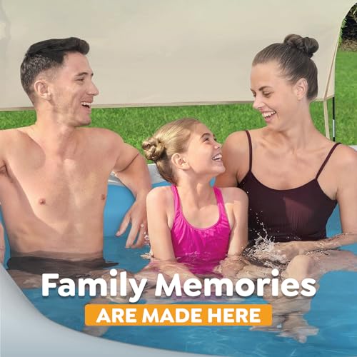 Image of H2OGO! 8 Foot 4 Inch x 70 Inch Summer Bliss Shaded Inflatable Family Pool for Kids Ages 6 Above